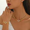 Women's Alloy Cubic Zirconia Bracelets & Stud Earrings & Necklaces Sets JG1562-4