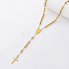 Vintage 304 Stainless Steel Round Rosary Bead Necklaces JJ1873-2-1