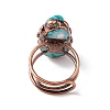 Synthetic Turquoise Irregular Nugget Open Cuff Ring RJEW-I082-05R-3