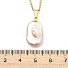 Natural Baroque Keshi Pearl Rectangle Pendant 304 Stainless Steel Cable Chain Necklaces for Women NJEW-JN06136-5
