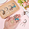 10Pcs 5 Styles Opalite & Synthetic Turquoise & Natural Amethyst & Tiger Eye & Rose Quartz Chip and Alloy Hollow Moon Big Pendants FIND-BM0001-84-3