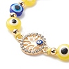 Evil Eye Resin Bead & Flat Round with Tree of Life Alloy Rhinestone Braided Beaded Bracelets for Girl Women BJEW-JB08740-04-3