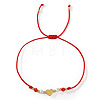 Adjustable Glass & Brass Beads Braided Bead Bracelets SG0180-3-1
