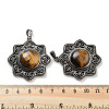 Natural Tiger Eye & Brass Pendants G-K338-09AS-06-3