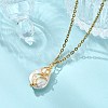 Natural Baroque Keshi Pearl Moon Teardrop Pendant 304 Stainless Steel Satellite Chain Necklaces for Women NJEW-JN06175-1