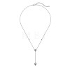 Rhodium Plated 925 Sterling Silver Pave Clear Cubic Zirconia Cable Chain Teardrop Tassel Pendant Necklaces for Women NJEW-Q342-08P-1