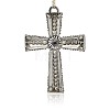 Tibetan Style Alloy Rhinestone Claddagh Cross Big Pendants RB-J128-01AS-2