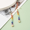 Natural Malaysia Jade Round Beads Long Dangle Earrings EJEW-JE04702-2