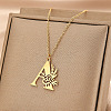 304 Stainless Steel Flower Initial Pendant Necklaces WGE911E-01-1
