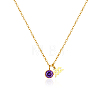 Stainless Steel Pace Purple Cubic Zirconia Birthstone Zodiac Aquarius Pendant Necklaces for Women ZA6688-3-1