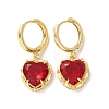 Valentine's Day Heart Brass & Glass Hoop Earrings EJEW-Z164-23G-6