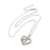 Colorful Rhinestone Heart with Unicorn Pandant Necklace with Cable Chains NJEW-K246-01P-1