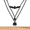 Iron & Teardrop Resin Halloween Bat Spider Pendant Double Layered Necklaces for Women LS-NJEW-A055-01B-EB-3