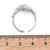 Brass Pave Cubic Zirconia Cuff Open Rings RJEW-H268-02P-5