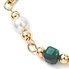 Dyed & Heated Natural Tiger Eye Cube & Shell Pearl Round Beads Link Bracelets BJEW-JB12907-03-3