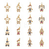 Fashewelry 16Pcs 8 Style Brass Micro Pave Mixed Color Cubic Zirconia Pendants ZIRC-FW0001-03-9