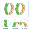 8 Pairs 8 Colors Real 18K Gold Plated Enamel Hoop Earrings with Clear Cubic Zirconia EJEW-AN0001-97-3