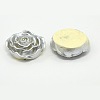 Silver Rose Flower Resin Flatback Beads X-RESI-RB111-137-1