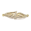 Brass Micro Pave Clear Cubic Zirconia Double Leaves Connector Charms KK-L229-057G-1