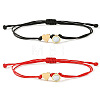 Adjustable Metal Heart Nylon Cord Braided Bead Couple Bracelet Set with Magnetic Clasps YE4942-1-1
