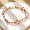 Flat Round Brass Micro Pave Cubic Zirconia Link Chain Bracelets KK-R217-27G-1