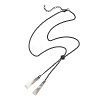Natural Black Lip Shell Trapezoid Pendant 304 Stainless Steel Curb Chain Lariat Necklaces NJEW-JN05911-4