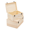 2Pcs 2 Sizes Wooden Packaging Boxes with Hinged Lid CON-WH0086-247-1