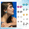   18 Pairs 7 Style Shell & Starfish & Turtle & Helm Zinc Alloy Stud Earrings Sets with Enamel EJEW-PH0001-16-6