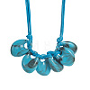 Exaggerated Oval Resin Pendant Waxed Cord Bib Necklaces for Women FS-WG15354-04-2