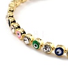 Flat Round with Evil Eye Link Chain Bracelet BJEW-C007-05G-03-2