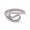 201 Stainless Steel Wave Finger Ring RJEW-J051-31P-2