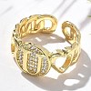 Brass Micro Pave Clear Cubic Zirconia Open Cuff Rings for Women RJEW-K289-02G-U-2