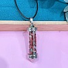 Zinc Alloy with Glass Hexagonal Bottle with Inner Natural Red Jasper Chips Pendant Black PU Leather Cord Necklaces ZW0534-19-1