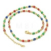 Brass Enamel Column Link Chain Necklaces NJEW-H039-07G-2