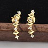 925 Sterling Silver Clear Cubic Zirconia Stud Earrings EJEW-Q032-01G-G-1