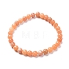 Natural Peach Calcite Round Beads Stretch Bracelet for Her BJEW-JB06822-01-1
