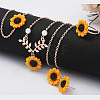 Sunflower Iron Resin Pendant Necklaces & Link Bracelets & Stud Earrings & Finger Ring Sets WGABE86-01-1