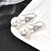 925 Sterling Silver Clear Cubic Zirconia Triangle with Round Dangle Stud Earrings EJEW-L300-02P-3