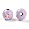 Easter Theme Printed Wood Beads WOOD-T032-22R-2