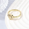 Brass Micro Pave Cubic Zirconia Cuff Open Rings for Women RJEW-B160-10G-3