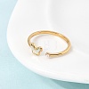 304 Stainless Steel & Natural Shell & Imitation Pearl Cuff Rings for Women RJEW-G372-01G-04-3