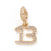 Brass Micro Pave Cubic Zirconia European Dangle Charms ZIRC-E164-52G-1