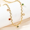 304 Stainless Steel Rope Chain Colorful Cubic Zirconia Tassel Necklaces for Women NJEW-V015-01G-C-3