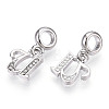 Platinum Rack Plating Alloy Rhinestone European Dangle Charms PALLOY-T048-36P-U-2