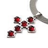 304 Stainless Steel Glass Cross Pendant Necklaces NJEW-G115-02P-2