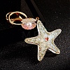 Diamond-Studded Starfish Shell Car Zinc Alloy Keychain Acrylic Cute Men and Women Bag Pendant Metal Keychain Ring Gift PW-WG2593B-01-1