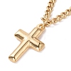 Vacuum Plating 304 Stainless Steel Double Chains Multi Layered Necklace with Cross Charm for Women STAS-E155-12G-2