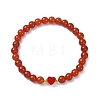 Natural Carnelian Round Beaded Stretch Bracelets BJEW-JB09881-05-1