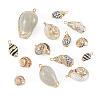 14Pcs 7 Styles Electroplated Natural Mixed Shell Pendants BSHE-TA0001-34A-3