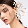 ANATTASOUL 2Pcs 2 Style PVC/Plastic Pearl Beaded Flower of Life Cuff Earrings EJEW-AN0001-60-5